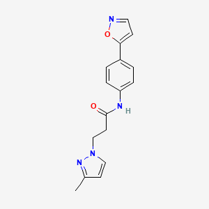 molecular formula C16H16N4O2 B7469788 N-(4-isoxazol-5-ylphenyl)-3-(3-methyl-1H-pyrazol-1-yl)propanamide 