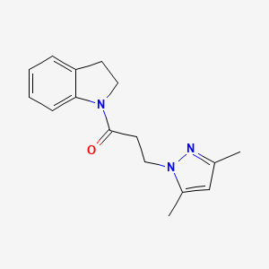molecular formula C16H19N3O B7469794 1-[3-(3,5-dimethyl-1H-pyrazol-1-yl)propanoyl]indoline 