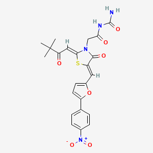 molecular formula C23H22N4O7S B7469799 N-carbamoyl-2-[2-(3,3-dimethyl-2-oxobutylidene)-5-[[5-(4-nitrophenyl)-2-furanyl]methylidene]-4-oxo-3-thiazolidinyl]acetamide 