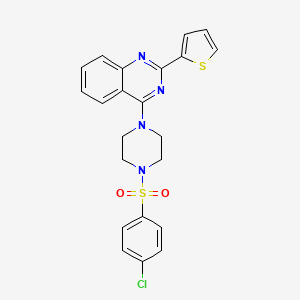 molecular formula C22H19ClN4O2S2 B7469825 4-[4-(4-Chlorophenyl)sulfonylpiperazin-1-yl]-2-thiophen-2-ylquinazoline 