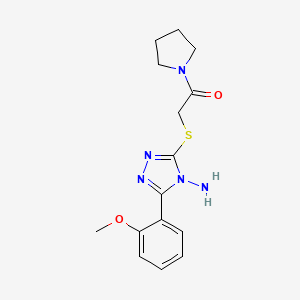 molecular formula C15H19N5O2S B7469827 2-[[4-Amino-5-(2-methoxyphenyl)-1,2,4-triazol-3-yl]sulfanyl]-1-pyrrolidin-1-ylethanone 