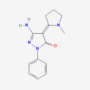 molecular formula C14H16N4O B7469842 3-amino-4-(1-methylpyrrolidin-2-ylidene)-1-phenyl-4,5-dihydro-1H-pyrazol-5-one 