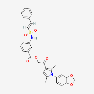 molecular formula C30H26N2O7S B7469849 [2-[1-(1,3-benzodioxol-5-yl)-2,5-dimethylpyrrol-3-yl]-2-oxoethyl] 3-[[(E)-2-phenylethenyl]sulfonylamino]benzoate 