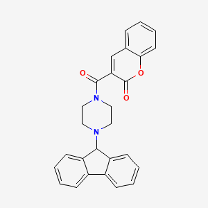 molecular formula C27H22N2O3 B7469854 3-[4-(9H-fluoren-9-yl)piperazine-1-carbonyl]chromen-2-one 
