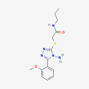 molecular formula C14H19N5O2S B7469897 2-[[4-amino-5-(2-methoxyphenyl)-1,2,4-triazol-3-yl]sulfanyl]-N-propylacetamide 