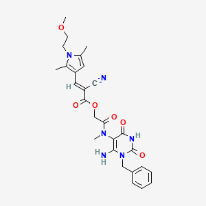molecular formula C27H30N6O6 B7469920 [2-[(6-amino-1-benzyl-2,4-dioxopyrimidin-5-yl)-methylamino]-2-oxoethyl] (E)-2-cyano-3-[1-(2-methoxyethyl)-2,5-dimethylpyrrol-3-yl]prop-2-enoate 
