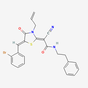 (2Z)-2-[(5Z)-5-[(2-bromophenyl)methylidene]-4-oxo-3-prop-2-enyl-1,3-thiazolidin-2-ylidene]-2-cyano-N-(2-phenylethyl)acetamide