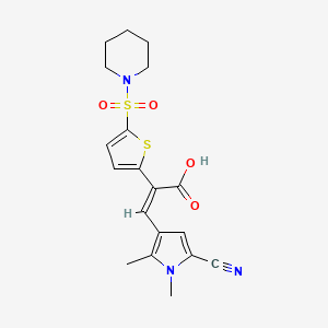 (E)-3-(5-cyano-1,2-dimethylpyrrol-3-yl)-2-(5-piperidin-1-ylsulfonylthiophen-2-yl)prop-2-enoic acid