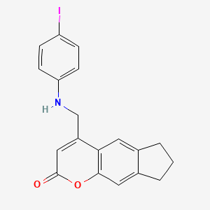 molecular formula C19H16INO2 B7469978 4-[(4-iodoanilino)methyl]-7,8-dihydro-6H-cyclopenta[g]chromen-2-one 