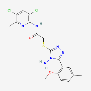 molecular formula C18H18Cl2N6O2S B7470090 2-[[4-amino-5-(2-methoxy-5-methylphenyl)-1,2,4-triazol-3-yl]sulfanyl]-N-(3,5-dichloro-6-methylpyridin-2-yl)acetamide 