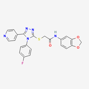 molecular formula C22H16FN5O3S B7470100 N-(1,3-benzodioxol-5-yl)-2-[[4-(4-fluorophenyl)-5-pyridin-4-yl-1,2,4-triazol-3-yl]sulfanyl]acetamide 