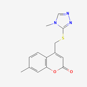 molecular formula C14H13N3O2S B7470118 7-Methyl-4-[(4-methyl-1,2,4-triazol-3-yl)sulfanylmethyl]chromen-2-one 
