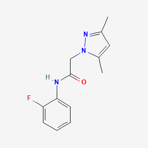 molecular formula C13H14FN3O B7470119 2-(3,5-dimethyl-1H-pyrazol-1-yl)-N-(2-fluorophenyl)acetamide 