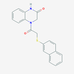 4-(2-Naphthalen-2-ylsulfanylacetyl)-1,3-dihydroquinoxalin-2-one