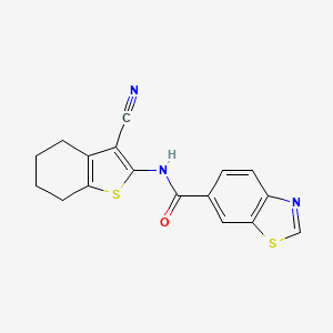 molecular formula C17H13N3OS2 B7470149 N-(3-cyano-4,5,6,7-tetrahydro-1-benzothiophen-2-yl)-1,3-benzothiazole-6-carboxamide 