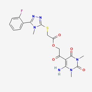 molecular formula C19H19FN6O5S B7470159 [2-(4-Amino-1,3-dimethyl-2,6-dioxopyrimidin-5-yl)-2-oxoethyl] 2-[[5-(2-fluorophenyl)-4-methyl-1,2,4-triazol-3-yl]sulfanyl]acetate 