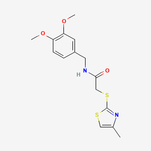 molecular formula C15H18N2O3S2 B7470281 N-[(3,4-dimethoxyphenyl)methyl]-2-[(4-methyl-1,3-thiazol-2-yl)sulfanyl]acetamide 