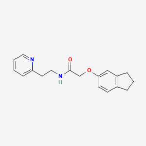 molecular formula C18H20N2O2 B7470329 2-(2,3-dihydro-1H-inden-5-yloxy)-N-(2-pyridin-2-ylethyl)acetamide 