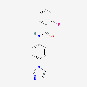 molecular formula C16H12FN3O B7470330 2-fluoro-N-(4-imidazol-1-ylphenyl)benzamide 