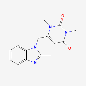 molecular formula C15H16N4O2 B7470354 1,3-Dimethyl-6-[(2-methylbenzimidazol-1-yl)methyl]pyrimidine-2,4-dione 