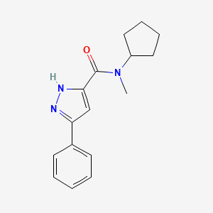 molecular formula C16H19N3O B7470406 N-cyclopentyl-N-methyl-3-phenyl-1H-pyrazole-5-carboxamide 