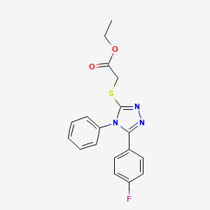 molecular formula C18H16FN3O2S B7470413 Ethyl 2-[[5-(4-fluorophenyl)-4-phenyl-1,2,4-triazol-3-yl]sulfanyl]acetate 