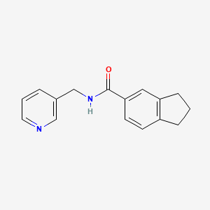 molecular formula C16H16N2O B7470546 N-(pyridin-3-ylmethyl)-2,3-dihydro-1H-indene-5-carboxamide 