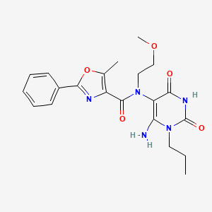 molecular formula C21H25N5O5 B7470592 N-(6-amino-2,4-dioxo-1-propylpyrimidin-5-yl)-N-(2-methoxyethyl)-5-methyl-2-phenyl-1,3-oxazole-4-carboxamide 