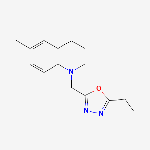 molecular formula C15H19N3O B7470613 2-ethyl-5-[(6-methyl-3,4-dihydro-2H-quinolin-1-yl)methyl]-1,3,4-oxadiazole 