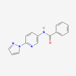 molecular formula C15H12N4O B7470696 N-(6-pyrazol-1-ylpyridin-3-yl)benzamide 