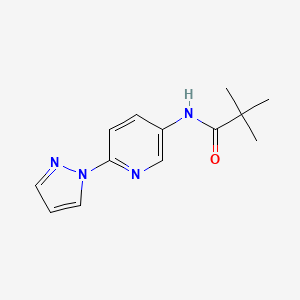 molecular formula C13H16N4O B7470734 2,2-dimethyl-N-(6-pyrazol-1-ylpyridin-3-yl)propanamide 