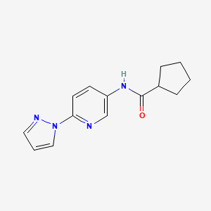 molecular formula C14H16N4O B7470754 N-(6-pyrazol-1-ylpyridin-3-yl)cyclopentanecarboxamide 