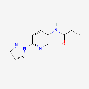 molecular formula C11H12N4O B7470824 N-(6-pyrazol-1-ylpyridin-3-yl)propanamide 