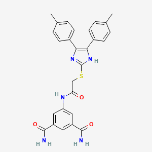 5-[[2-[[4,5-bis(4-methylphenyl)-1H-imidazol-2-yl]sulfanyl]acetyl]amino]benzene-1,3-dicarboxamide
