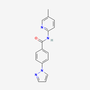 molecular formula C16H14N4O B7470987 N-(5-methylpyridin-2-yl)-4-pyrazol-1-ylbenzamide 