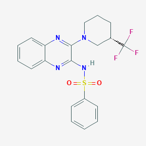 molecular formula C20H19F3N4O2S B7471041 N-[3-[(3S)-3-(trifluoromethyl)piperidin-1-yl]quinoxalin-2-yl]benzenesulfonamide 