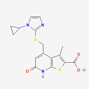 molecular formula C16H15N3O3S2 B7471110 4-[(1-cyclopropylimidazol-2-yl)sulfanylmethyl]-3-methyl-6-oxo-7H-thieno[2,3-b]pyridine-2-carboxylic acid 