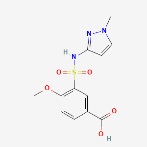 molecular formula C12H13N3O5S B7471115 4-Methoxy-3-[(1-methylpyrazol-3-yl)sulfamoyl]benzoic acid 