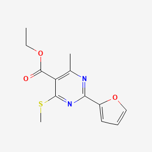 molecular formula C13H14N2O3S B7471202 Ethyl 2-(furan-2-yl)-4-methyl-6-(methylsulfanyl)pyrimidine-5-carboxylate 