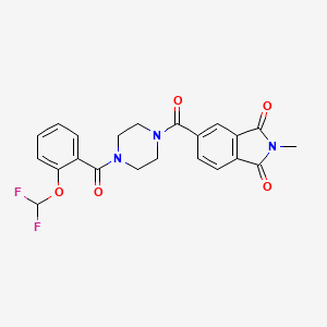 molecular formula C22H19F2N3O5 B7471303 5-[4-[2-(Difluoromethoxy)benzoyl]piperazine-1-carbonyl]-2-methylisoindole-1,3-dione 