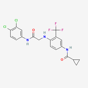 molecular formula C19H16Cl2F3N3O2 B7471334 N-[4-[[2-(3,4-dichloroanilino)-2-oxoethyl]amino]-3-(trifluoromethyl)phenyl]cyclopropanecarboxamide 