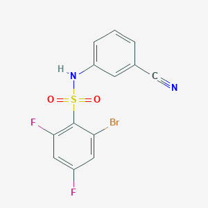 molecular formula C13H7BrF2N2O2S B7471408 2-bromo-N-(3-cyanophenyl)-4,6-difluorobenzenesulfonamide 