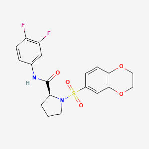 molecular formula C19H18F2N2O5S B7471410 (2S)-N-(3,4-difluorophenyl)-1-(2,3-dihydro-1,4-benzodioxin-6-ylsulfonyl)pyrrolidine-2-carboxamide 