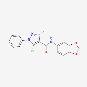 molecular formula C18H14ClN3O3 B7471470 N-(1,3-benzodioxol-5-yl)-5-chloro-3-methyl-1-phenylpyrazole-4-carboxamide 