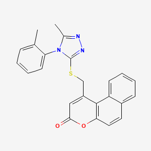 molecular formula C24H19N3O2S B7471472 1-[[5-Methyl-4-(2-methylphenyl)-1,2,4-triazol-3-yl]sulfanylmethyl]benzo[f]chromen-3-one 