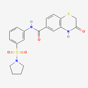 molecular formula C19H19N3O4S2 B7471479 3-oxo-N-(3-pyrrolidin-1-ylsulfonylphenyl)-4H-1,4-benzothiazine-6-carboxamide 