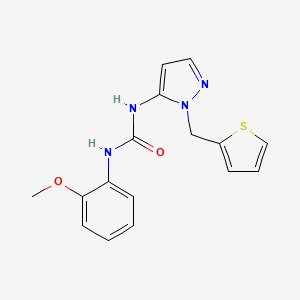 molecular formula C16H16N4O2S B7471486 1-(2-Methoxyphenyl)-3-[2-(thiophen-2-ylmethyl)pyrazol-3-yl]urea 