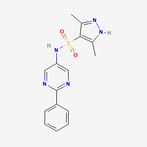 molecular formula C15H15N5O2S B7471543 3,5-dimethyl-N-(2-phenylpyrimidin-5-yl)-1H-pyrazole-4-sulfonamide 
