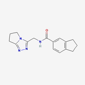 molecular formula C16H18N4O B7471586 N-(6,7-dihydro-5H-pyrrolo[2,1-c][1,2,4]triazol-3-ylmethyl)-2,3-dihydro-1H-indene-5-carboxamide 