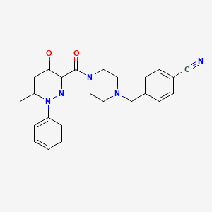 4-[[4-(6-Methyl-4-oxo-1-phenylpyridazine-3-carbonyl)piperazin-1-yl]methyl]benzonitrile
